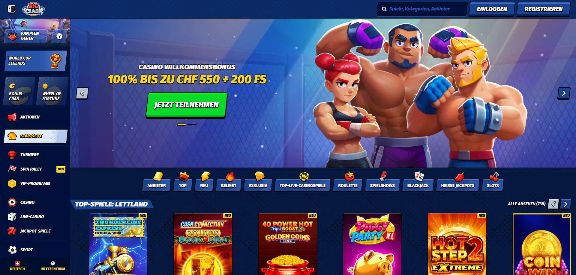 BigClash Casino Schweiz &Uuml;bersicht &ndash; Online Casino f&uuml;r Schweizer Spieler