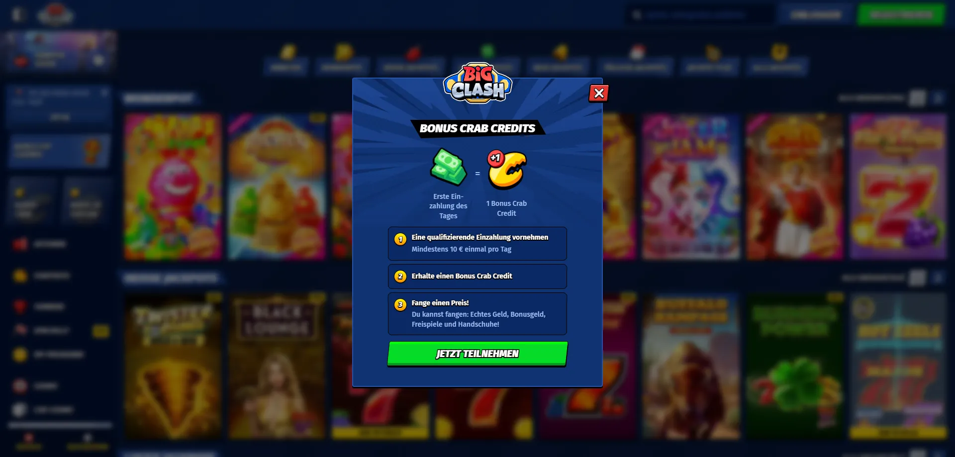BigClash Casino 500 &euro; Willkommensbonus und 200 Freispiele Angebot 2026